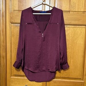 Apt. 9 Deep Wine Blouse with Zipper